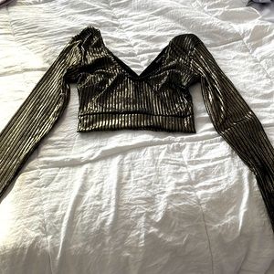 Gold long sleeved shirt, going out shirt, NYE